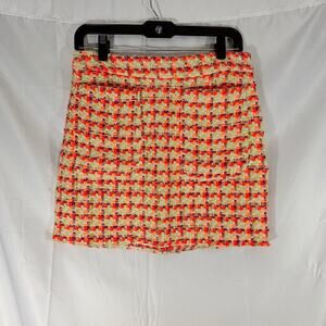 ASOS Plaid Tweed Mini Skirt –Size 6, Neon Orange pink & Cream, Statement Fashion